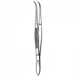 #1 Perry Dental Cotton Pliers - Curved, Serrated, 5