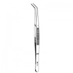 #317A College Dental Cotton Pliers - Angled, Extra Fine Tips, Serrated, 6