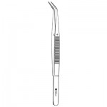 College Dental Cotton Pliers - Non-Pinching, Angled, Fine Tips, Serrated, 6-1/8