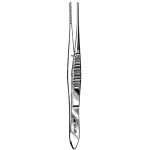 Iris Dressing Forceps, Serrated, Straight, Standard, 4