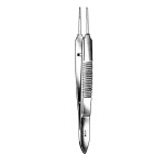 Castroviejo Micro Tying Forceps with Tying Platform, Straight 1.5mm 1x2 Teeth, 4