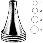 Extra Small (4mm), Small (5mm), Medium (6mm), and Large (7.5mm) Toynbee Ear Specula, Round Tips, Chrome-Plated Exteriors with Non-Reflective Interiors