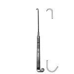 News Hook, Double Ended, Handle Serrated in the Middle, Top Curved with Sharp Thin Hook, Bottom Curved with Thin Flat Hook, 6